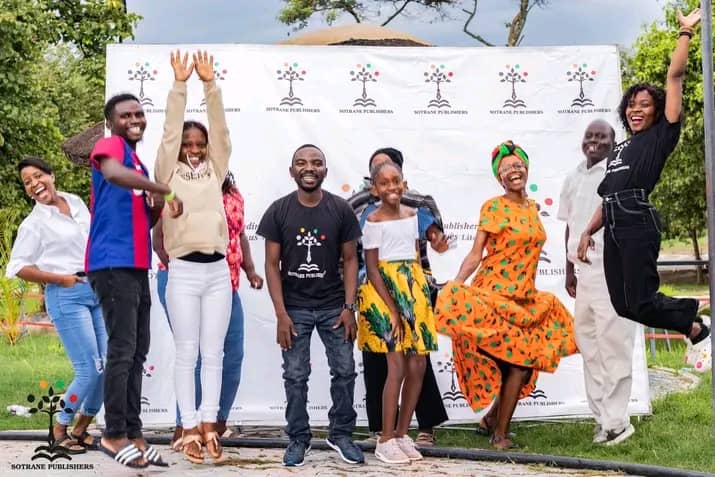 The Sotrane Publishers team together at an outdoor literary event in Lusaka